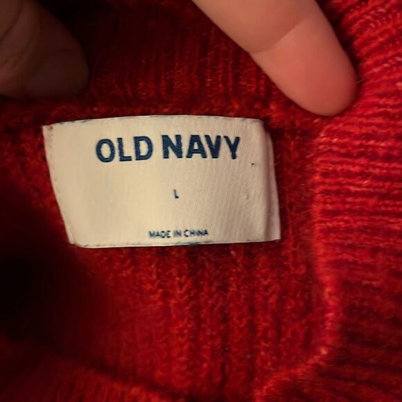 Old Navy large red sweater, with 6.5 inch slits on sides - Picture 3 of 4